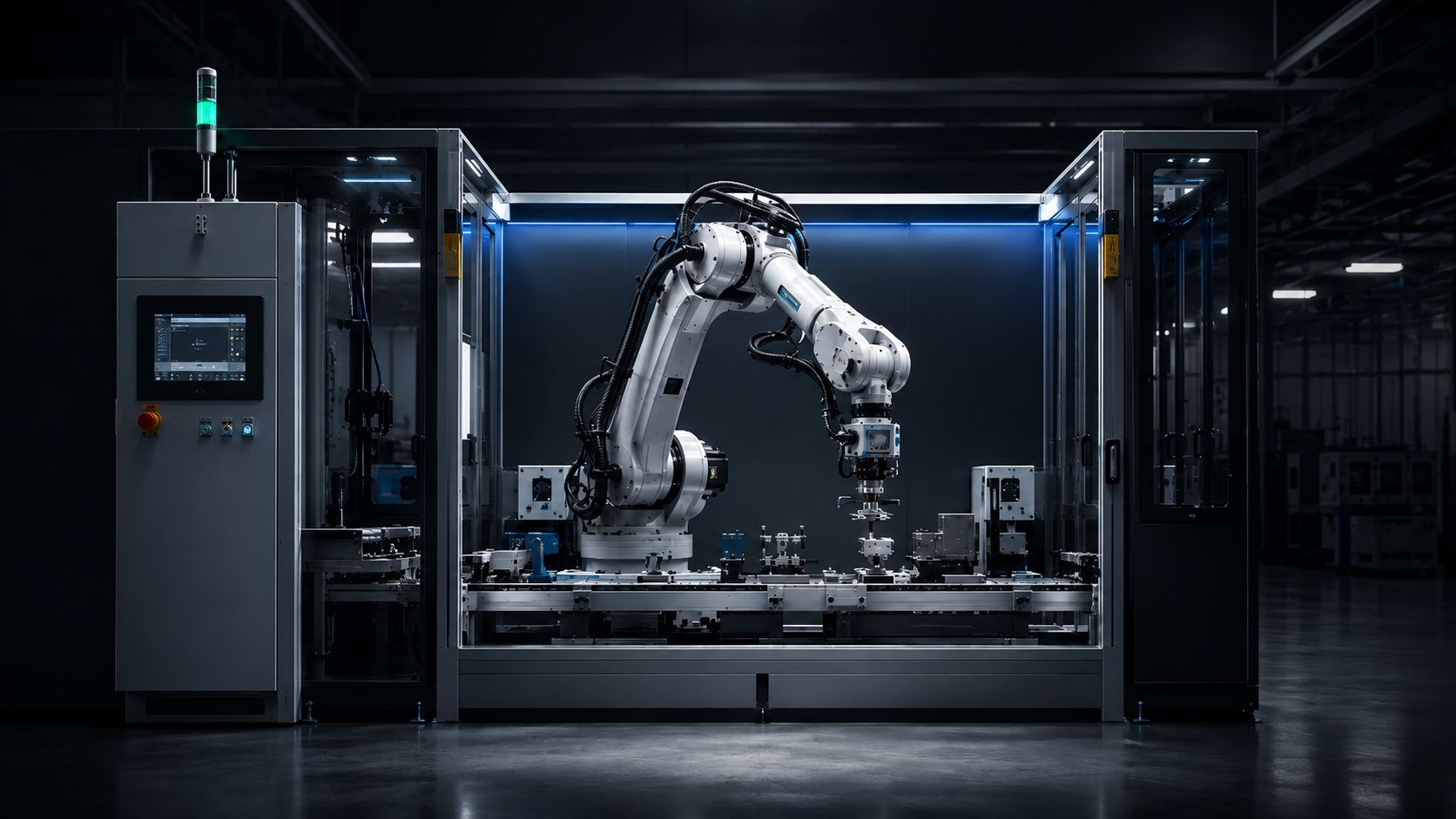 Robotizált egyedi gyártócella ipari környezetben